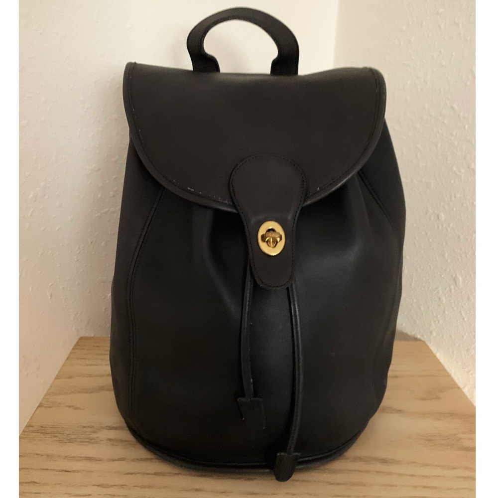 Vintage COACH Black Leather Weekend Backpack Rucksack Large Daypack 9943